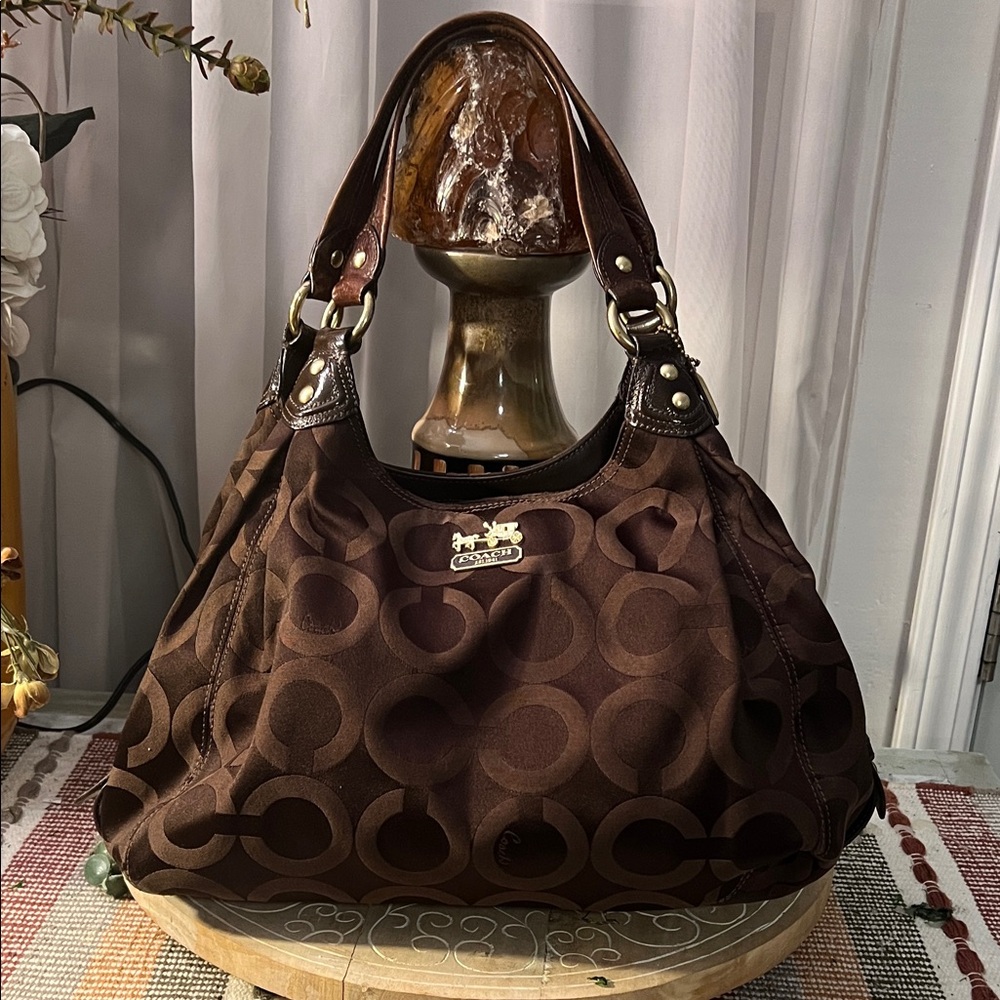 Coach Dark Brown Signature Shoulder Bag